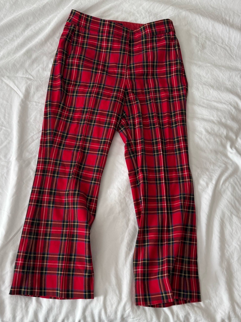 J. Crew Red Plaid Cropped Trousers